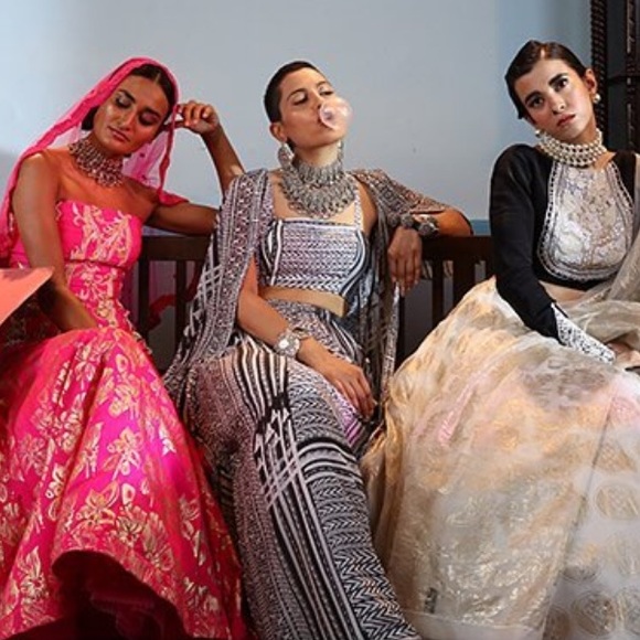 Masaba Tribal Print Crop Top with Dhoti Skirt - Picture 2 of 14